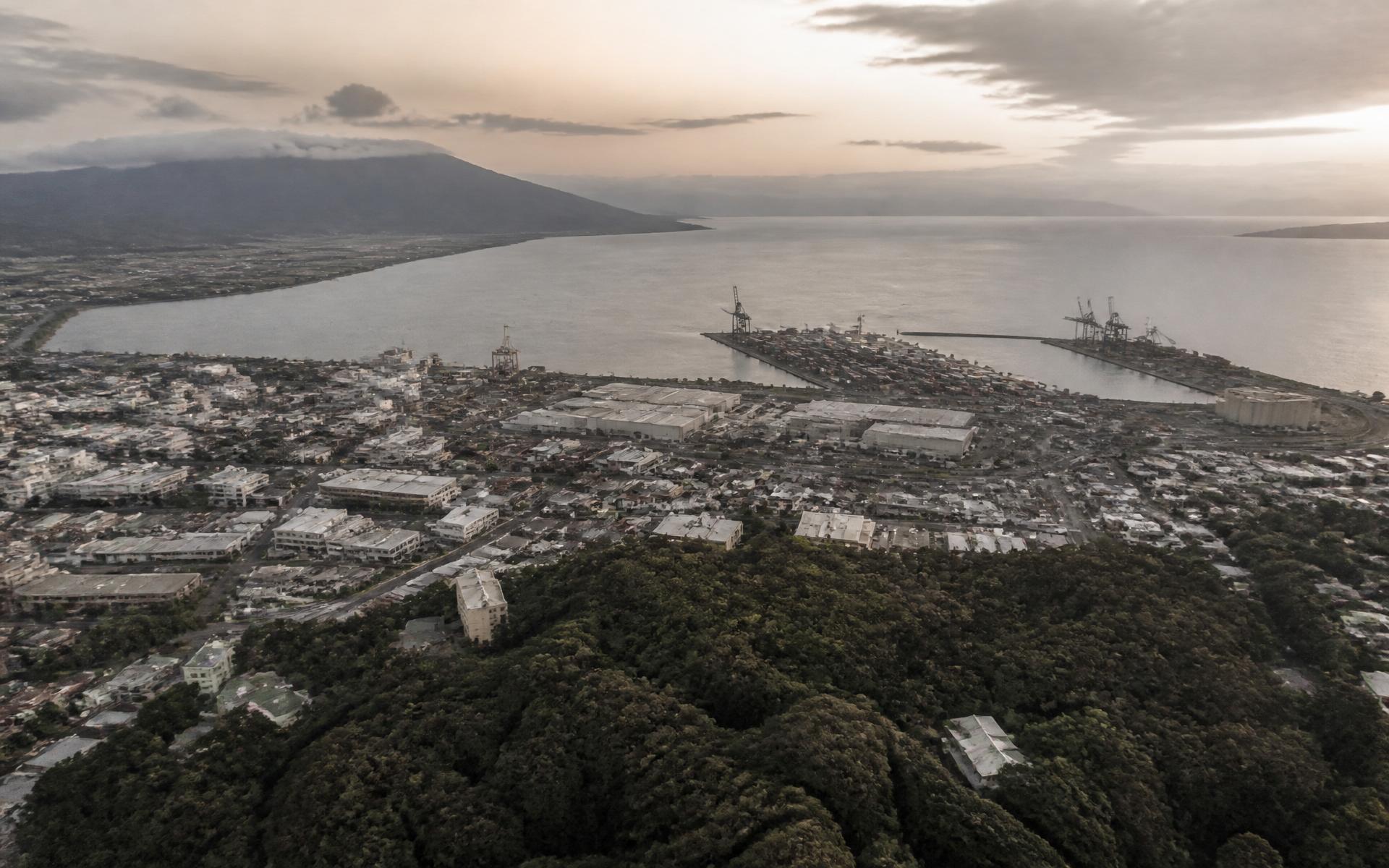 Aerial view of Queensland subtropical built environment at dawn